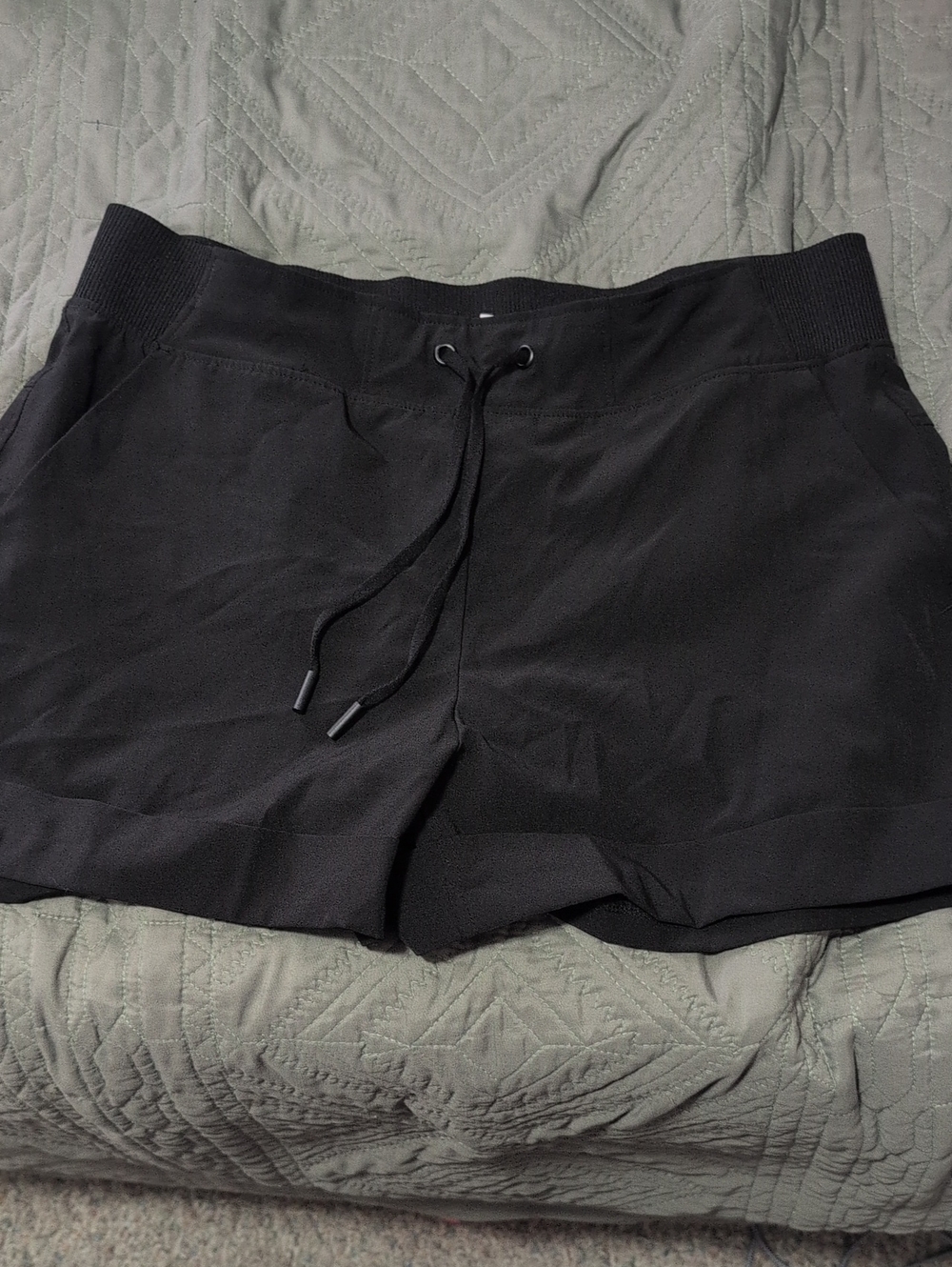 90 Degrees Womens Black Drawstring Athletic Shorts